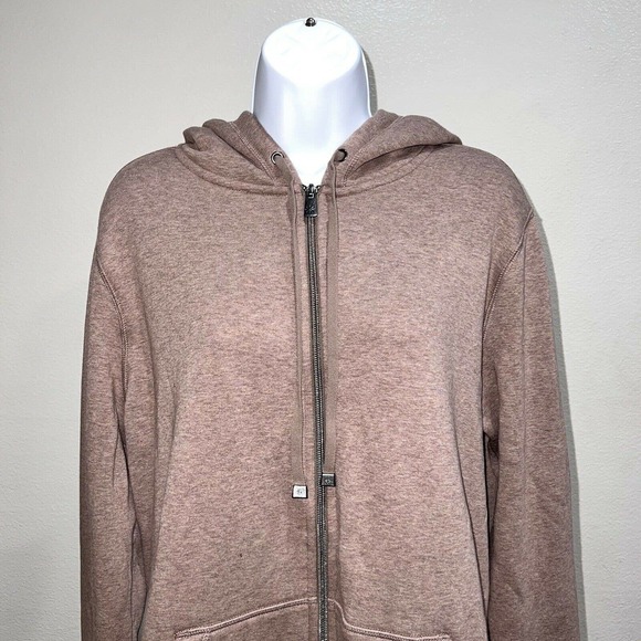 Isaac Mizrahi Live Brown Zip-Up jacket With Hood, Lined, Woman Size M AT - Picture 3 of 8